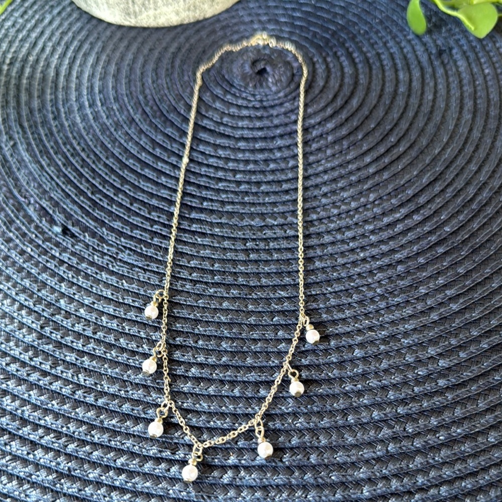Silver and White Necklace